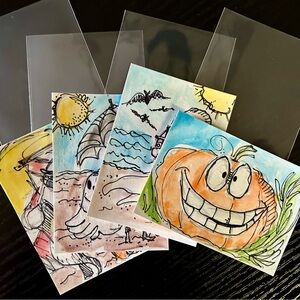 Colorful Cartoon Art Prints Set Trading Cards